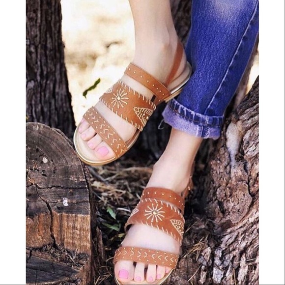 Distressed Leather Stitched Sandal - Picture 2 of 5